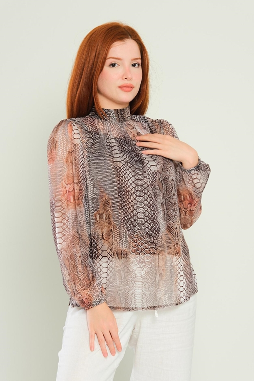 Detective Casual Blouses Grey Brown