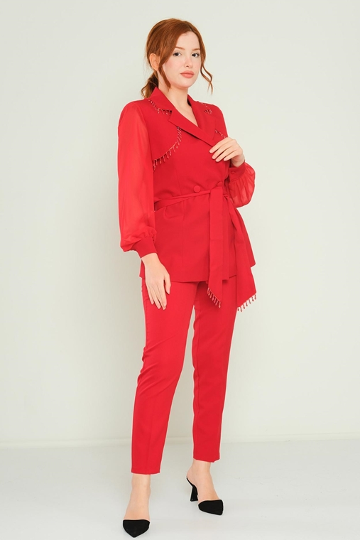 Rissing Star Casual Suits Red Beige Sax