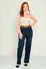 Mosento High Waist Casual Trousers Black Blue Blue