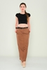 Mees Casual Skirts Black Brown Camel Fuchsia Sax لون الجمل