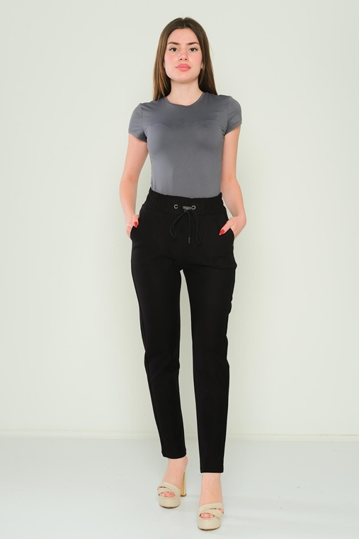 Mosento High Waist Casual Trousers Black