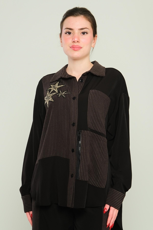 Miarte Long Sleeve Casual Blouses Black