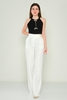 Excuse High Waist Casual Trousers Black Beige Ecru Benetton Macenta серовато бежевый