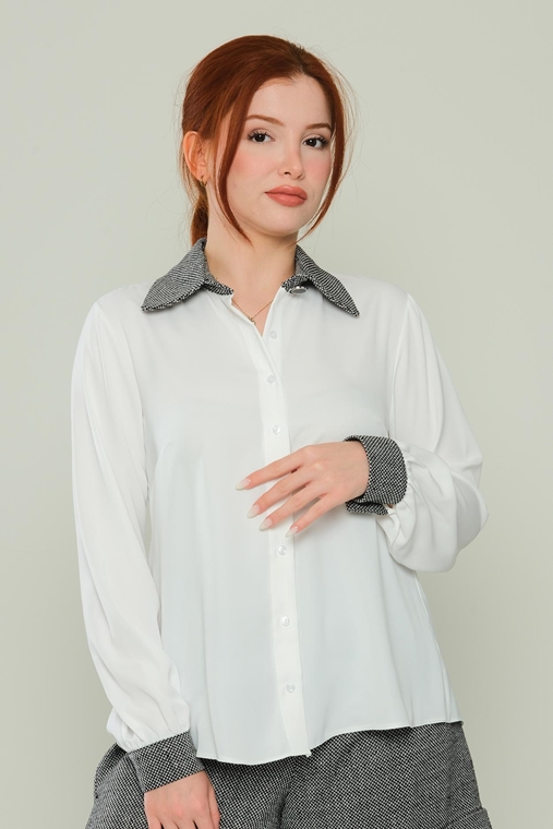 Airport Three Quarter Sleeve Normal Neck Casual Shirts Salmon Ecru Mint