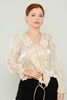 Green Country Long Sleeve Casual Blouses Black White Grey Beige Mink اللون البيج