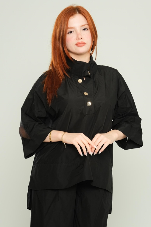 Mianotte Long Sleeve Casual Blouses Black Beige Anthracite