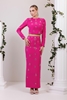 Odrella Night Wear Evening Dresses Black Fuchsia Stone Fuchsia