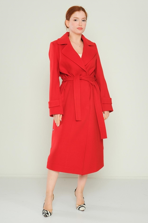 Dolce Bella Long Casual Woman Coats Red Blue