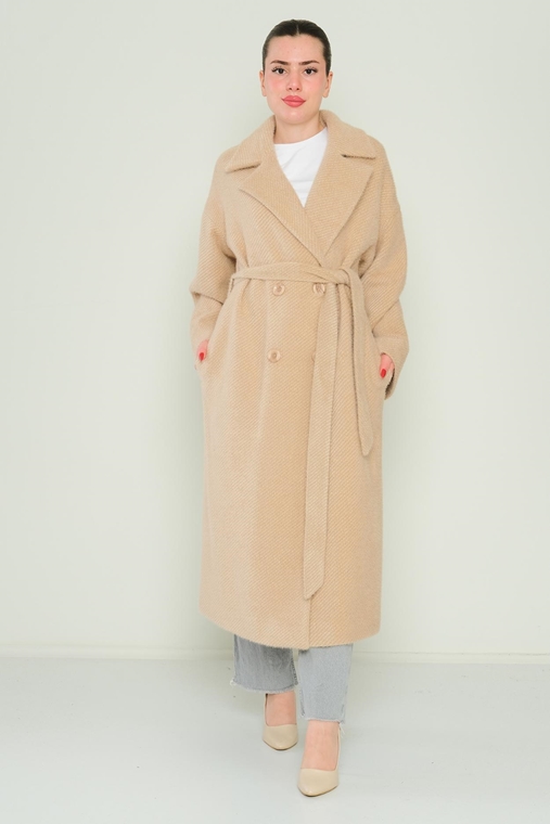 Dolce Bella Long Casual Woman Coats Beige Camel Stone