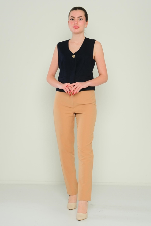 Dimare High Waist Casual Trousers Mustard