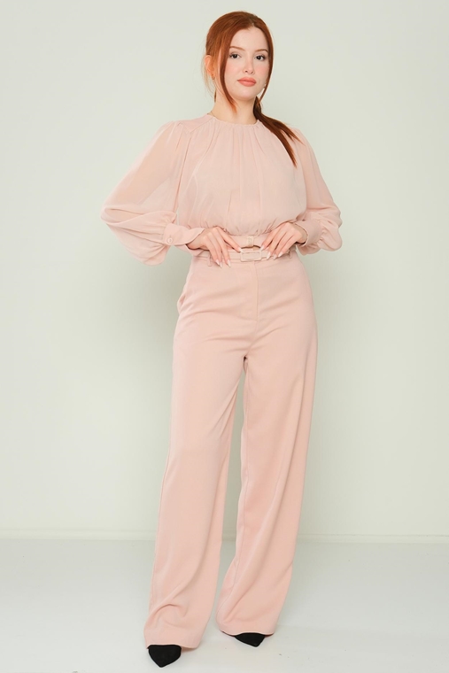 Dimare High Waist Casual Trousers Pink