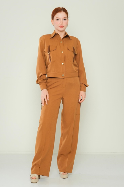 Dimare High Waist Casual Trousers Mustard