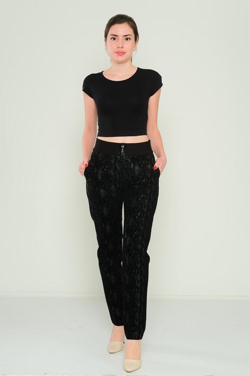 Mosento High Waist Casual Trousers Black