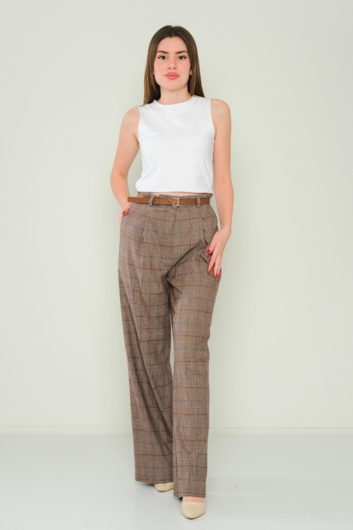 Mees High Waist Casual Trousers Beige