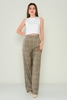 Mees High Waist Casual Trousers Black Beige Bej