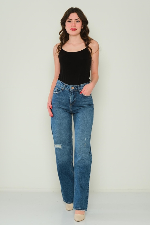 Hit Me Up High Waist Casual Trousers Blue