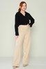 Excuse High Waist Casual Trousers Black Ecru Macenta Bej