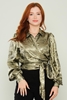 Joymiss Long Sleeve Casual Blouses Black Gold Mint Altın