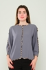 Favori Long Sleeve Casual Blouses Black Green Grey Brown Bordeux اللون الرمادي