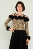 Lila Rose Long Sleeve Casual Blouses Leopard Snake Snake