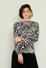 Lila Rose Long Sleeve Casual Blouses Leopard Zebra Zebra