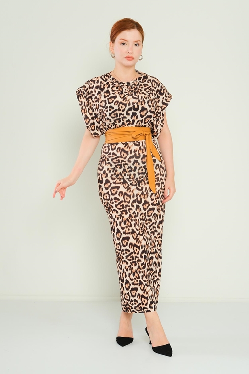 Lila Rose Maxi Casual Dresses Leopard Sax Beige-Leopard Zebra