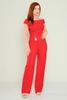 Lila Rose High Waist Casual Trousers Black Red Beige Ecru Red