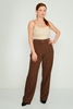 HKN High Waist Casual Trousers Black Red Brown Beige коричневый