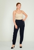 HKN High Waist Casual Trousers Black Red Brown Beige Navy темно синий