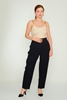 HKN High Waist Casual Trousers Black Brown Bordeux Beige Navy أزرق غامق