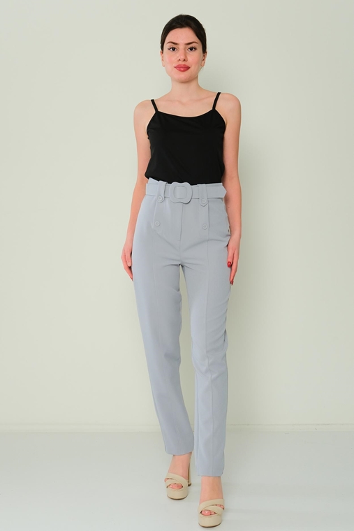 Dimare High Waist Casual Trousers Grey