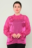 Lila Rose Long Sleeve Casual Blouses Black Fuchsia Ecru Fuşya