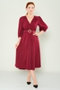 Biscuit Maxi Three Quarter Sleeve Casual Dresses Black Red Green Bordeux Purple بوردو