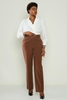 HKN High Waist Casual Trousers Black Brown Beige Navy Brown