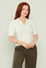 Explosion Three Quarter Sleeve Casual Blouses Grey Beige Ecru Khaki серовато бежевый