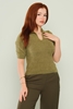 Explosion Three Quarter Sleeve Casual Blouses Grey Beige Ecru Khaki Haki