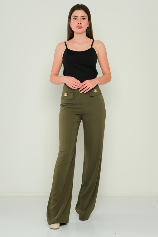 Explosion High Waist Casual Trousers Black Bordeux Khaki Lavender