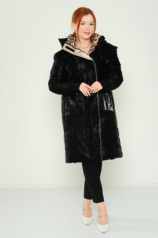 Lila Rose Casual Woman Coats Black Beige