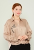 Explosion Long Sleeve Casual Blouses Black Beige Ecru Bej