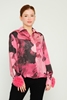 Airport Long Sleeve Clerical Neck Casual Shirts Grey Brown Fuchsia Fuchsia