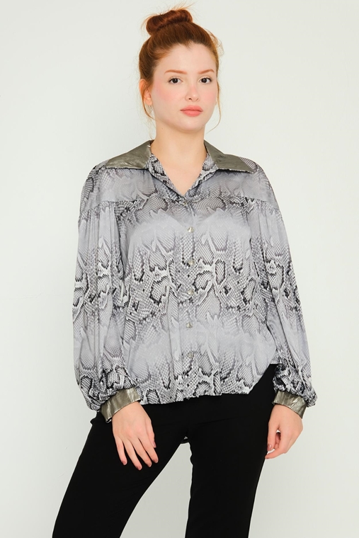 Airport Long Sleeve Casual Shirts Grey Gold