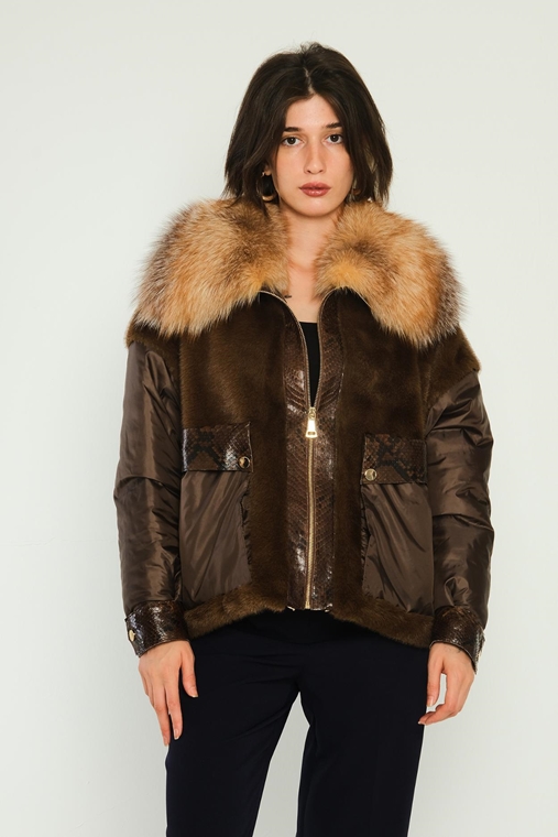 Hacci Short Street Wear Woman Coats Brown Beige Mink