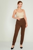 HKN High Waist Casual Trousers Black Red Brown Beige Navy Kahverengi