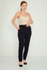 HKN High Waist Casual Trousers Black Red Brown Beige Navy Navy