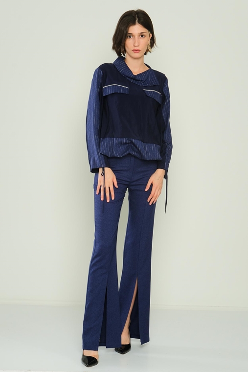 Miarte High Waist Casual Trousers Navy