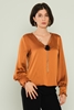 Lila Rose Long Sleeve Casual Blouses Black Brown Mink Ecru بنى