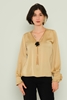 Lila Rose Long Sleeve Casual Blouses Black Brown Mink Ecru المنك