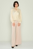 Excuse High Waist Casual Trousers Black Beige Ecru اللون البيج