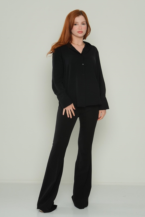 Zanzi High Waist Casual Trousers Black