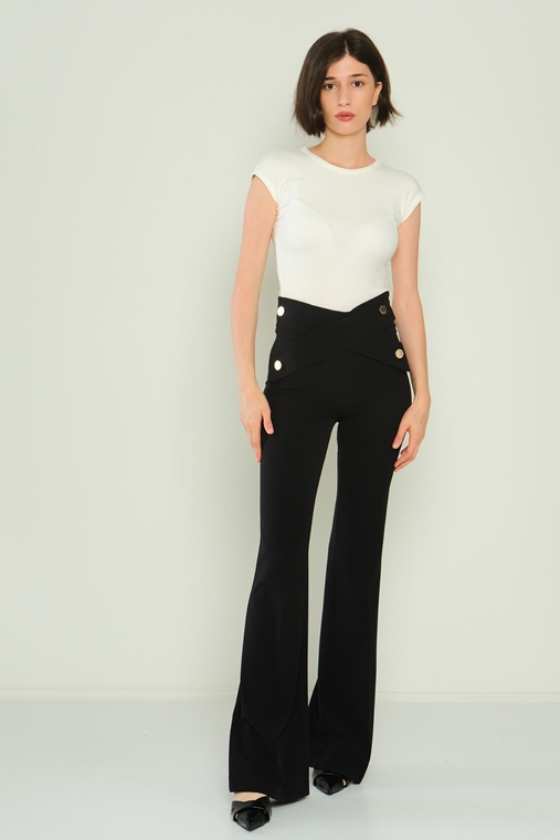 Zanzi High Waist Casual Trousers Black